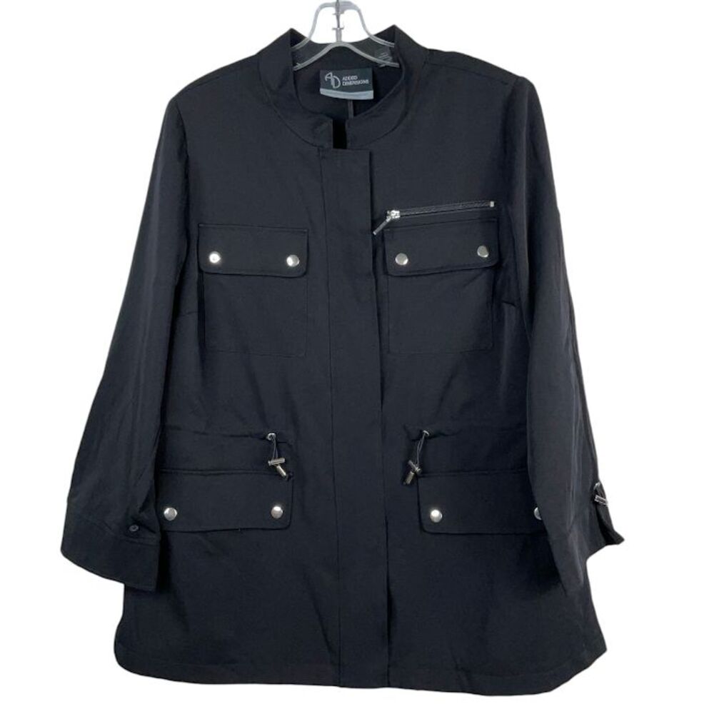Added Dimensions Catherines Sz 0X 14/16 Black Zip Snap Jacket Drawstring Waist